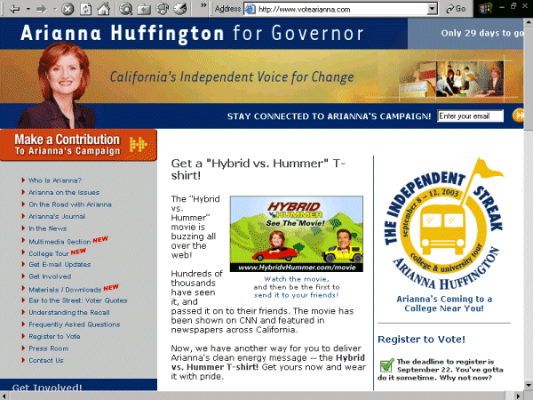 Homepage www.votearianna.com. 
