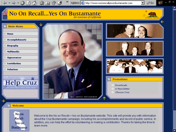 New homepage for www.noonrecallyesonbustamante.com.