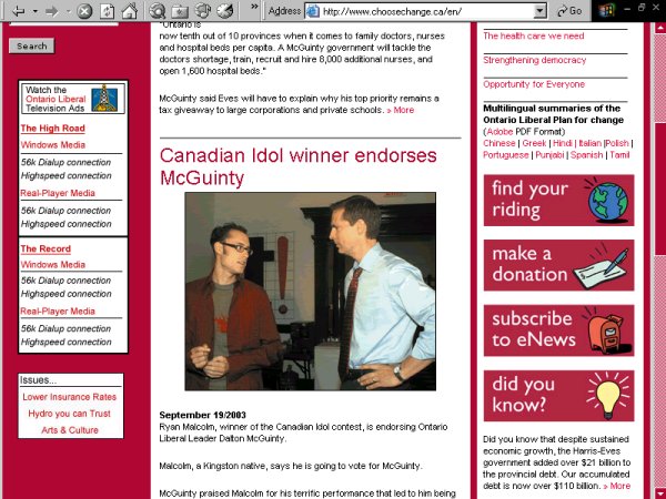 Homepage www.choosechange.ca